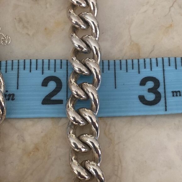 NEW! 925 Sterling Silver Heavy Curb Link Heart Padlock Bracelet 8” - 40g - Picture 6 of 7